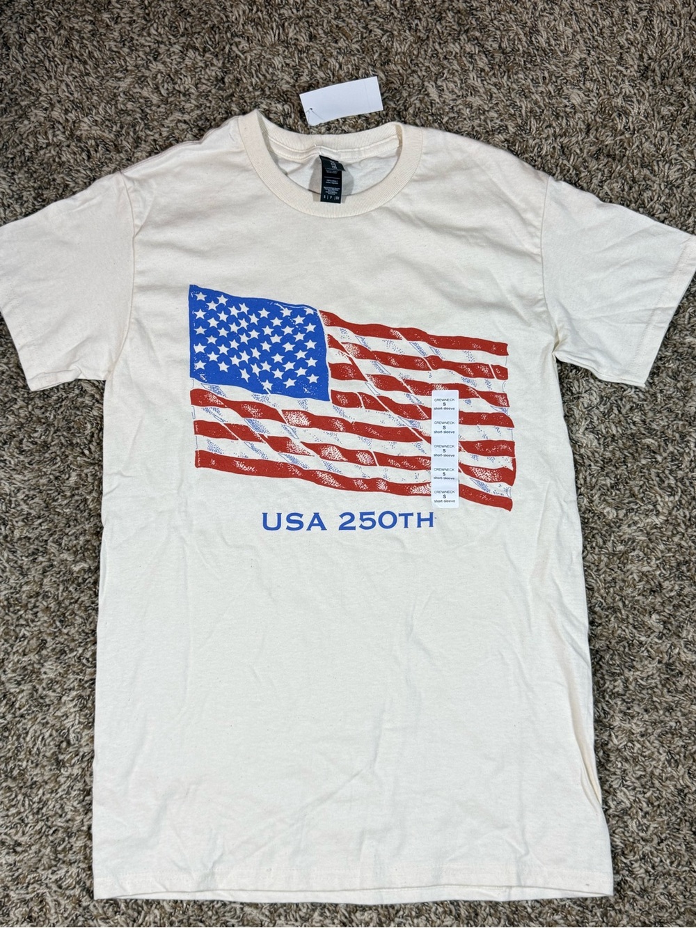 Gildan Cream USA 250th Flag Graphic Short-Sleeve Tee
